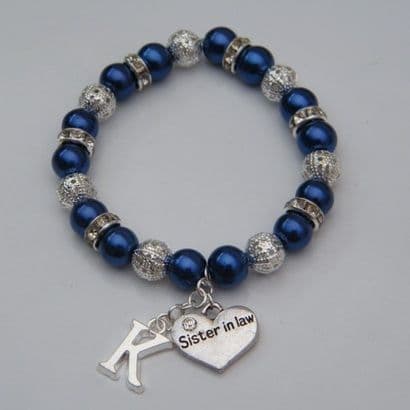 Sister In Law Initial Bracelet - Sparkle & Bling Style