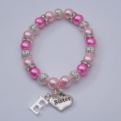 Sister Initial Bracelet - Sparkle & Bling Style