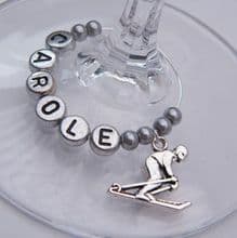Skiing Wine Glass Charms