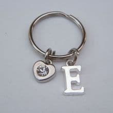 Small Clear Sparkle Heart Keyrings