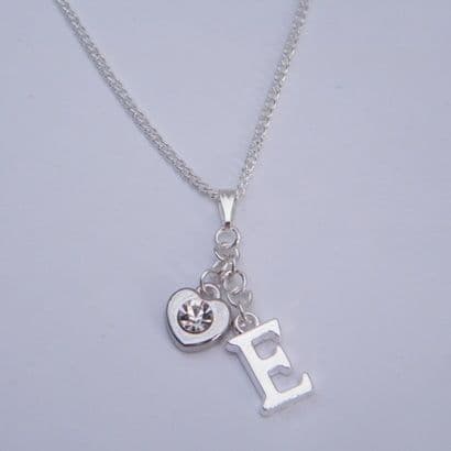 Small Clear Sparkle Heart Necklace - Initial Charm Style