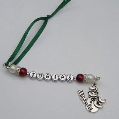 Snowman With Broom Personalised Christmas Tree Decoration