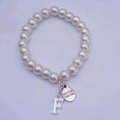 Special Teacher Initial Bracelet - Beaded Style