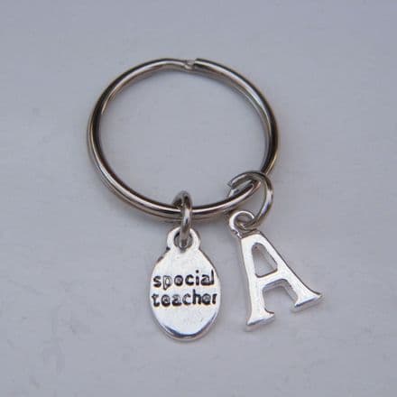 Special Teacher Keyring - Initial Charm Style