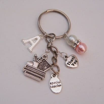 Special Teacher Keyring - Initial Multi Charm Style