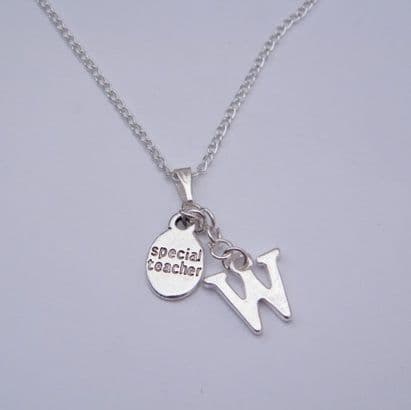Special Teacher Necklace - Initial Charm Style