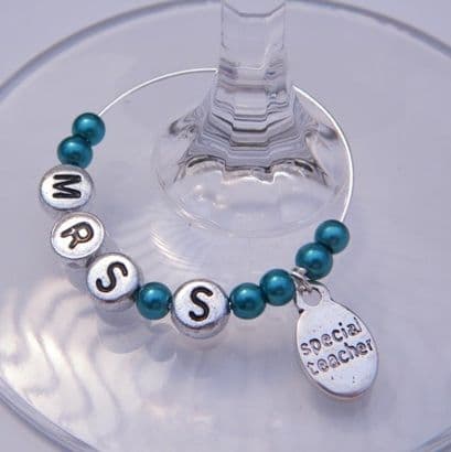 Special Teacher Personalised Wine Glass Charm