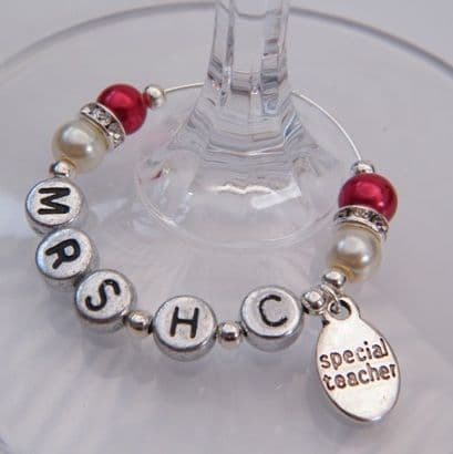 Special Teacher Personalised Wine Glass Charm - Elegance Style