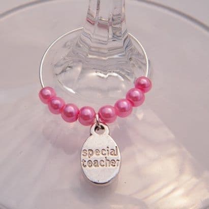 Special Teacher Wine Glass Charm - Beaded Style