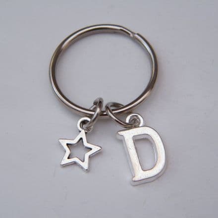 Star Outline Keyring - Initial Charm Style