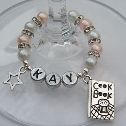 Star Outline Personalised Wine Glass Charm - Double Charm Full Sparkle Style