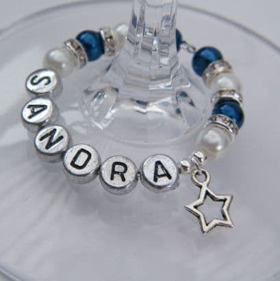 Star Outline Personalised Wine Glass Charm - Full Sparkle Style