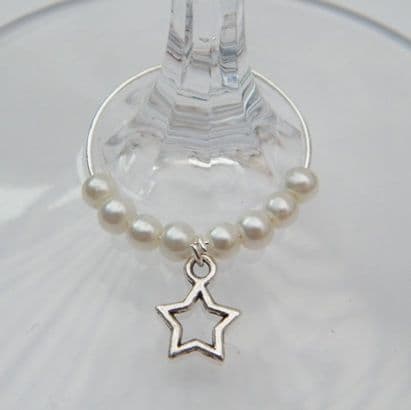 Star Outline Wine Glass Charm - Beaded Style