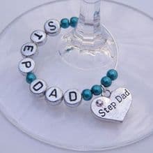 Step Dad Wine Glass Charms