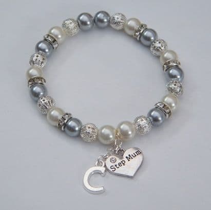 Step Mum Initial Bracelet - Sparkle & Bling Style