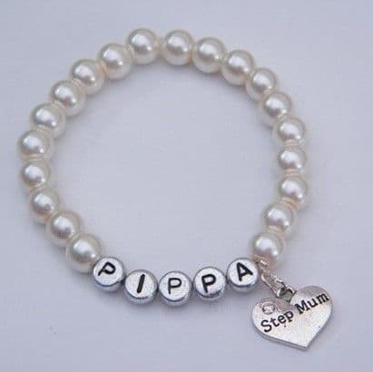 Step Mum Personalised Bracelet - Beaded Style