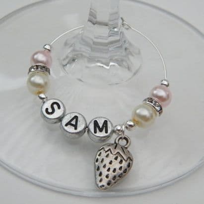 Strawberry Personalised Wine Glass Charm - Elegance Style