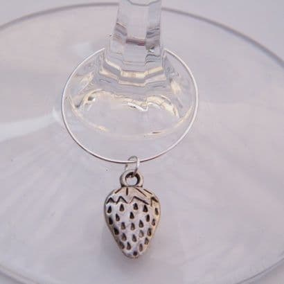 Strawberry Wine Glass Charm - Hoop Style