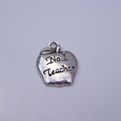 Teacher Apple Personalised Keyring - Double Charm Beaded Style