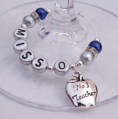Teacher Apple Personalised Wine Glass Charm - Elegance Style