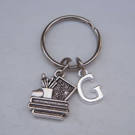 Teacher Blackboard Keyring - Initial Charm Style