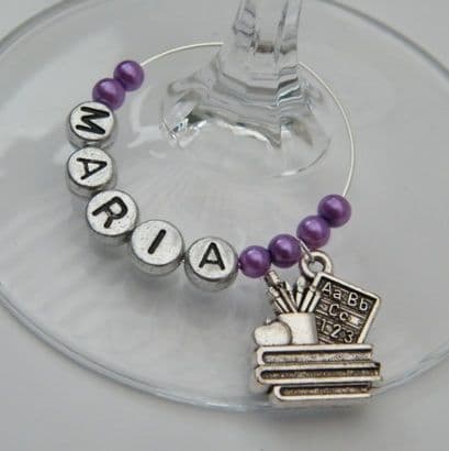 Teacher Blackboard Personalised Wine Glass Charm