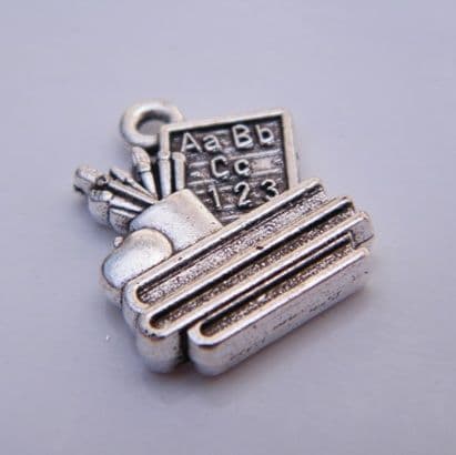 Teacher Blackboard Wine Glass Charm - Initial Full Bead Style