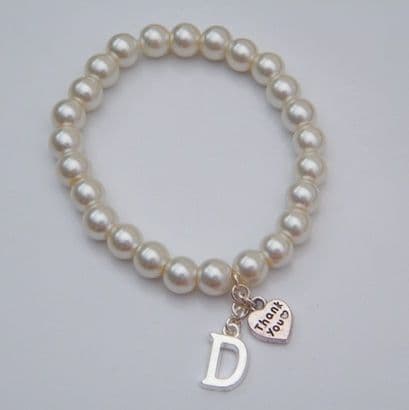 Thank You Initial Bracelet - Beaded Style