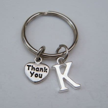 Thank You Keyring - Initial Charm Style