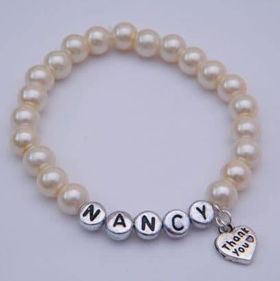 Thank You Personalised Bracelet - Beaded Style