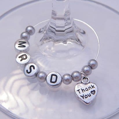 Thank You Personalised Wine Glass Charm
