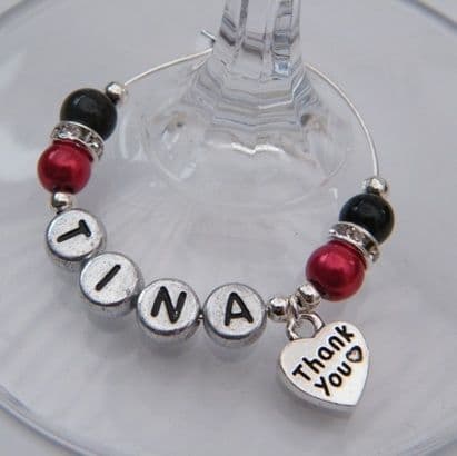 Thank You Personalised Wine Glass Charm - Elegance Style