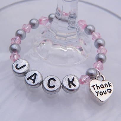Thank You Personalised Wine Glass Charm - Full Bead Style
