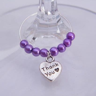 Thank You Wine Glass Charm - Beaded Style