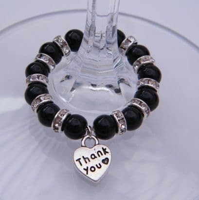 Thank You Wine Glass Charm - Full Sparkle Style