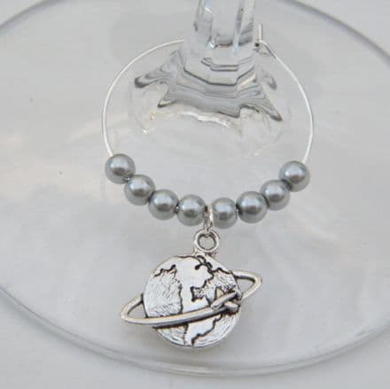Travel The World Wine Glass Charm - Beaded Style