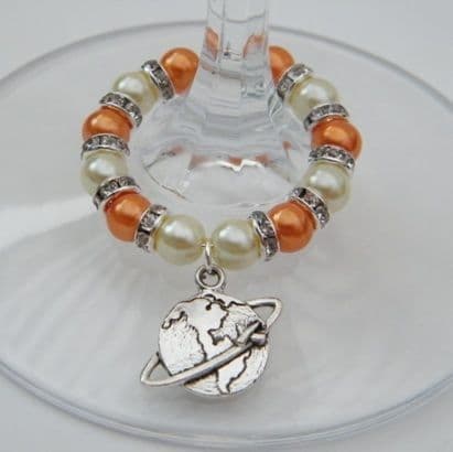 Travel The World Wine Glass Charm - Full Sparkle Style