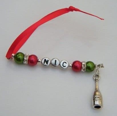 Wine Bottle Personalised Christmas Tree Decoration