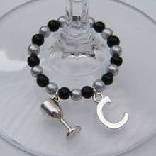 Wine Glass Charms - Initial Full Bead Style