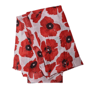 Red on White Poppy Scarf