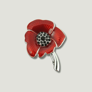 Red Poppy Brooch (Enamelled)