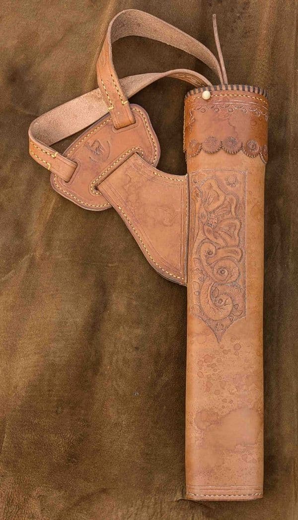 HIP QUIVER SHOULDER TYPE brown leather, carved SALE PRICE
