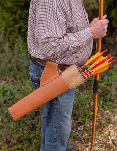 LEATHER HIP QUIVER (brown with hair top)