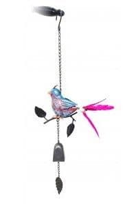 Feathered tail bird mobile windchime (pink)