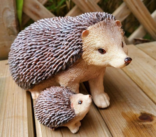 Hedgehog with baby resin ornament