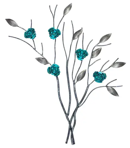 Silver Tree with Turquoise Flowers