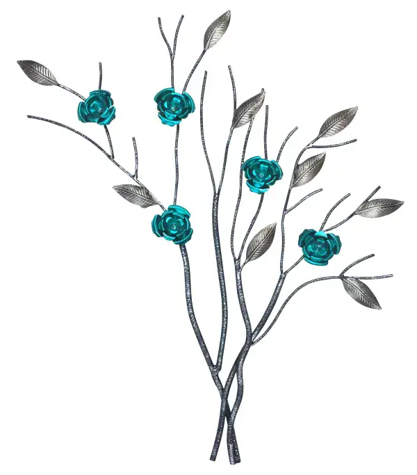 Silver Tree with Turquoise Flowers