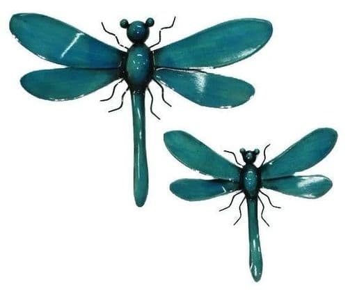 Teal Metal Dragonflies - set of two