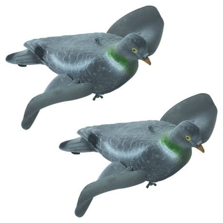 2 x Air Pro Flocked Spinning Wing Pigeon Decoys Rotary Magnet Bouncer Shooting