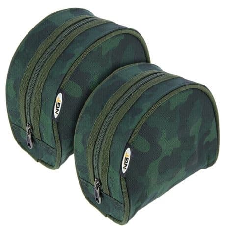2 X NGT New Camo Padded Fishing Reel Cases Bags for Carp Pike Course Reels 282C